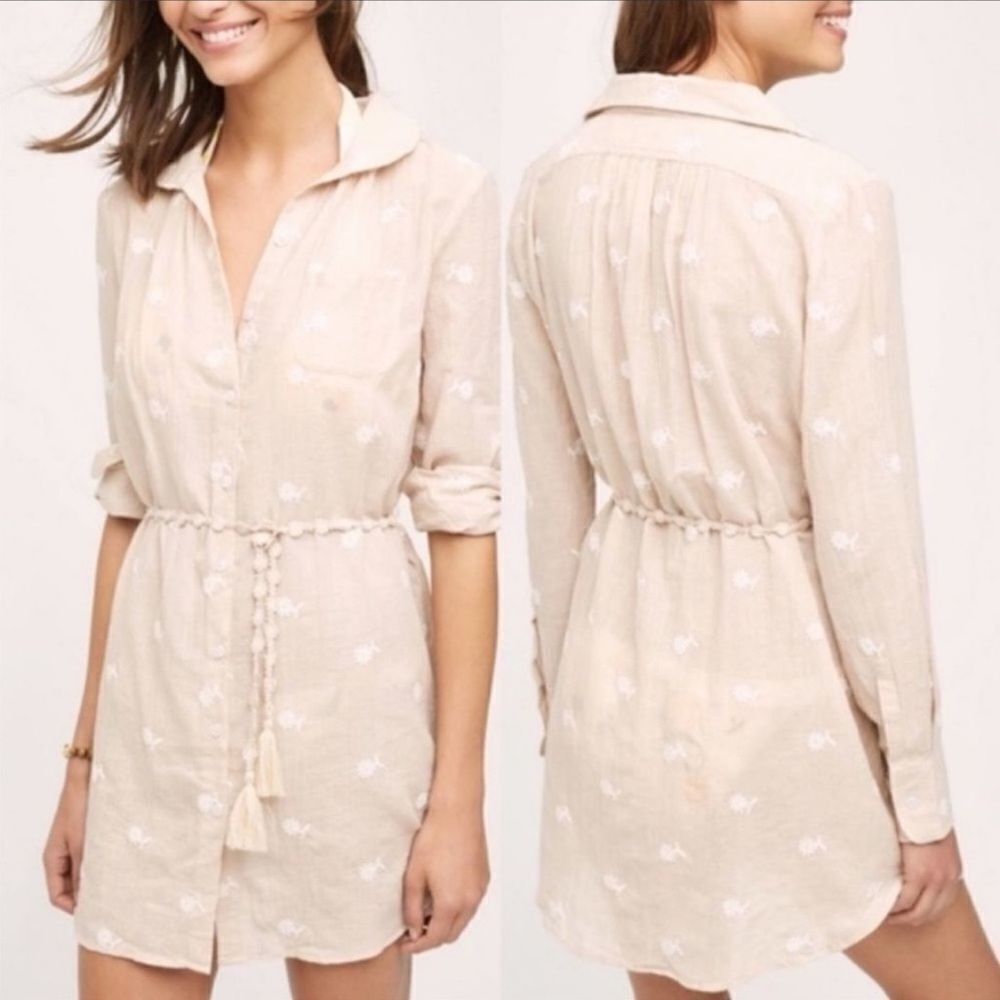 Anthropologie Mermaid Label Cream Shoreward Beach Dress